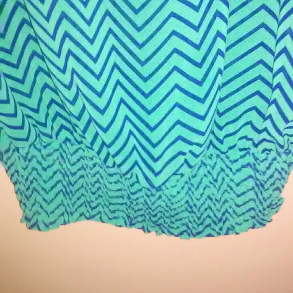 Large Turquoise & Navy Chevron Tunic by Metaphor - Picture 3 of 7